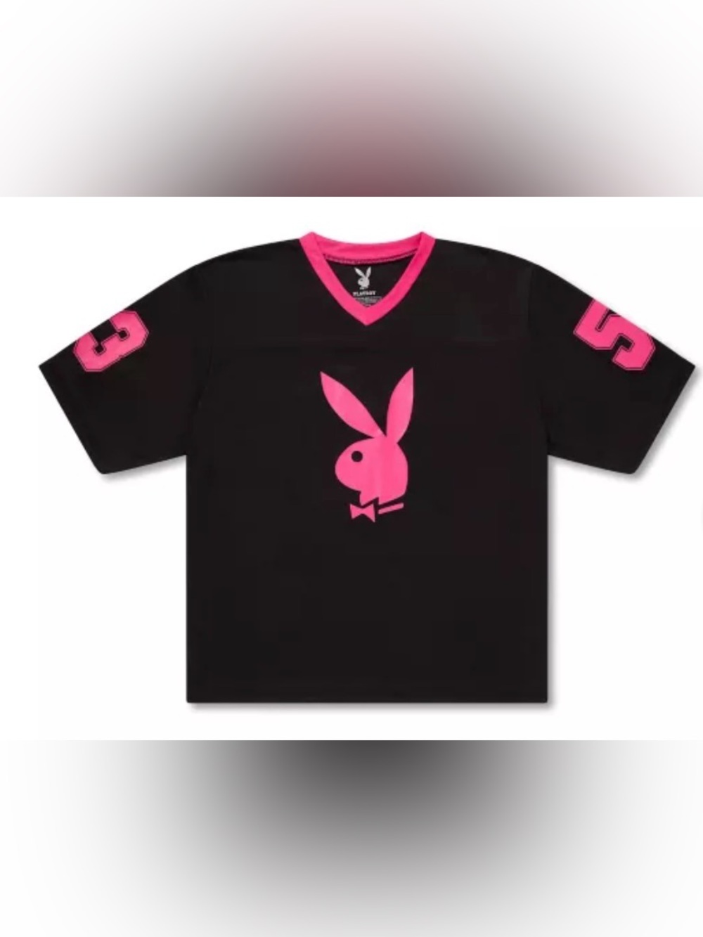 PLAYBOY Bunny Black and Pink Graphic Football Jerseys- Size XL New
